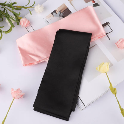 2Pcs Satin Eye Mask Sleep Mask, Adjustable Blindfold Soft Satin Eye Covers Gift for Travel, Nap, Meditation,157cm/62inch (Black+Pink)