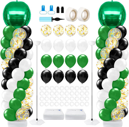 2 Sets Blue and Black White Graduation Balloon Column Stand Kit for Class of 2026, Adjustable Floor Balloon Arch Tower with Foil & Latex Balloons, DIY Decor for Grad Ceremony Backdrop
