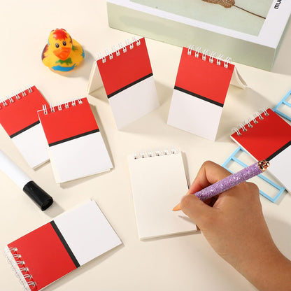 24pcs Mini Spiral Notebooks, Red White Cartoon Pocket Notepads Anime Game Theme Party Supplies for Boys Girls Classroom Rewards Birthday Gifts & Goodie Bag Stuffers