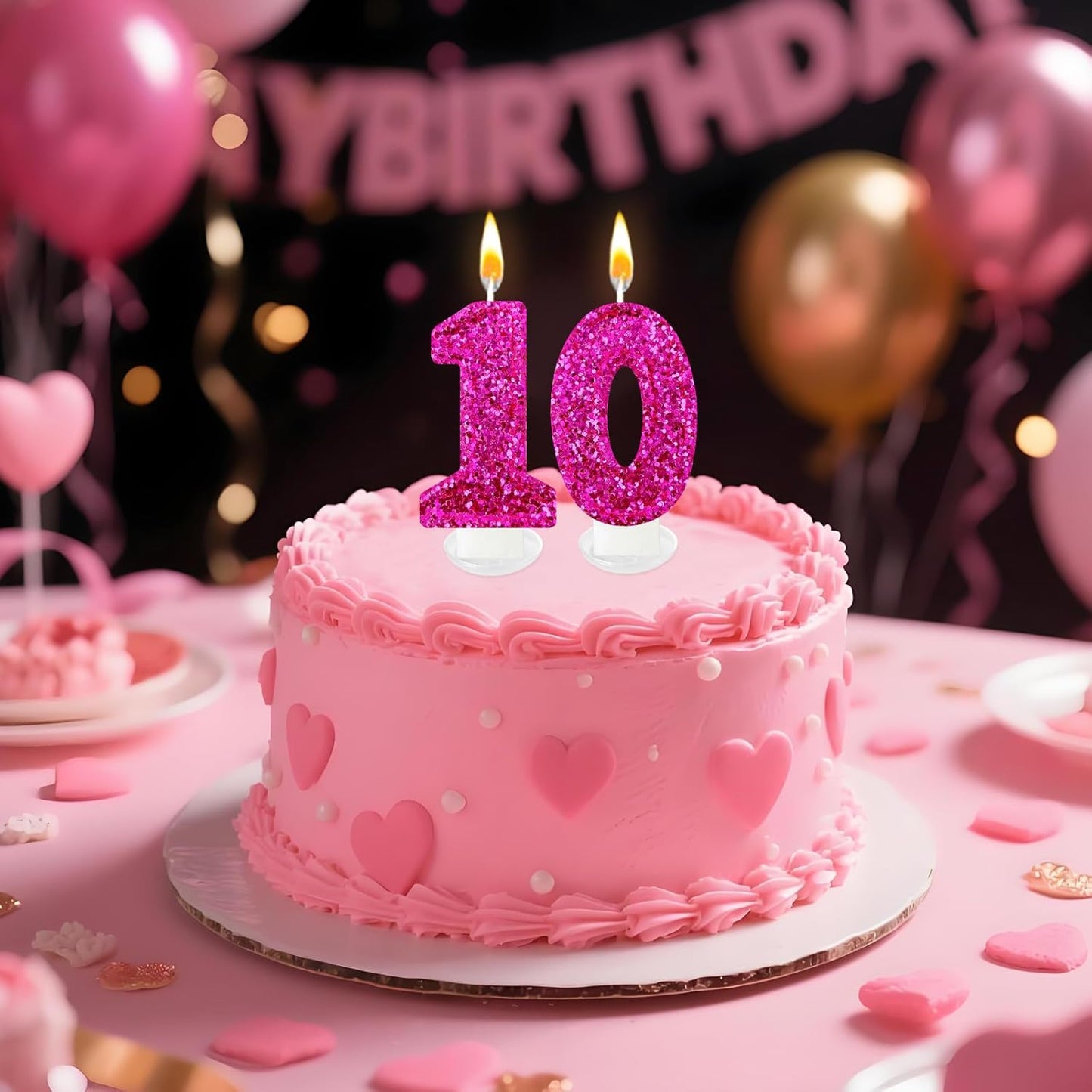 Birthday Number Candles, Glitter Number Candle Cake Decorations with Sequins, Cupcake Decorations for Girls, Women, Party Anniversary Celebrations (Number 6, Purple)