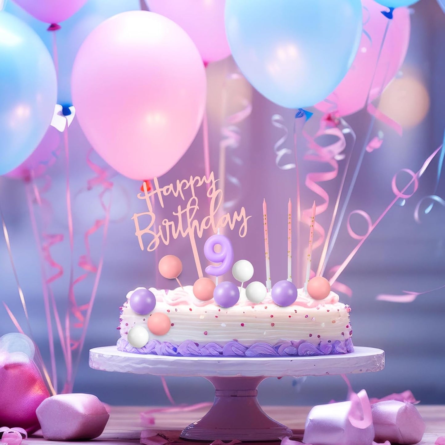Yerliker 34 Pcs Happy Birthday Cake Toppers Decorations Birthday Candles DIY Cake Decor for Men Women Wedding Anniversary(Gold)