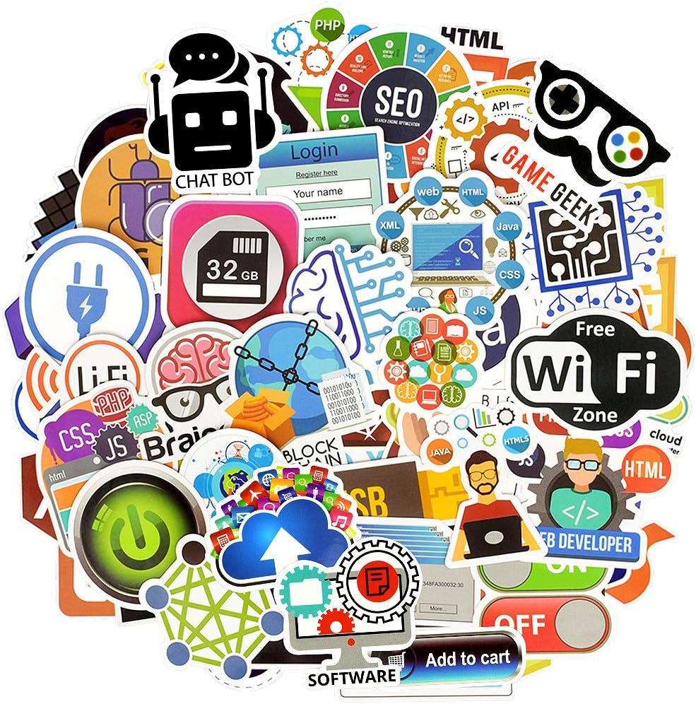 QTL Neon Stickers for Teens & Students Prizes, Waterproof Vinyl Party Favor Stickers, School Rewards, Water Bottle and Laptop, 50PCS - Colors B