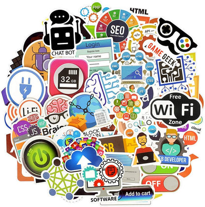 QTL Neon Stickers for Teens & Students Prizes, Waterproof Vinyl Party Favor Stickers, School Rewards, Water Bottle and Laptop, 50PCS - Colors B