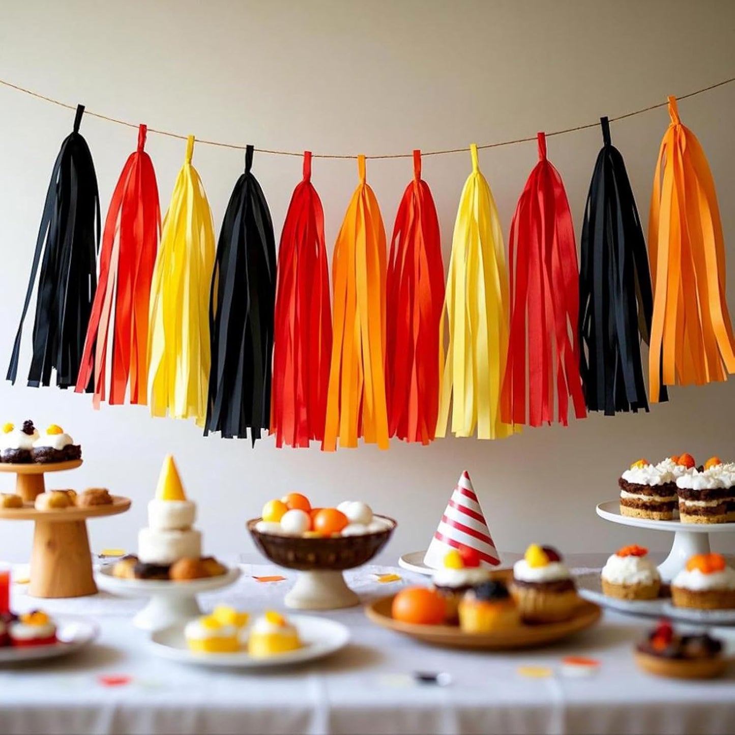 Tassel Garland Tissue Paper Tassel Banner,Tassels Party Decorations for Wedding,Birthday,Bridal/Baby Shower,Pack of 15 (Burgundy/Black/Silver)