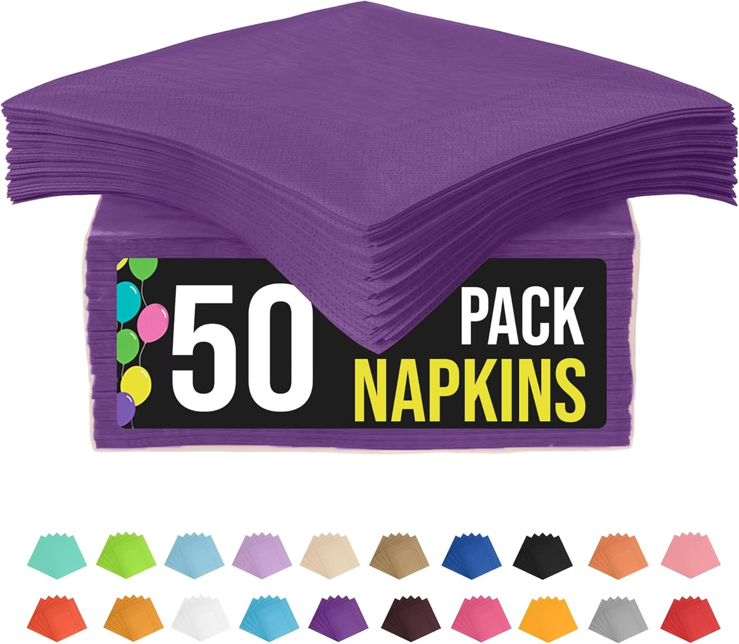 Party Solids Purple Paper Napkins Disposable Everyday 50 Pcs 2 Ply Purple Dinner Napkins Paper Everyday For Parties & Party Supplies