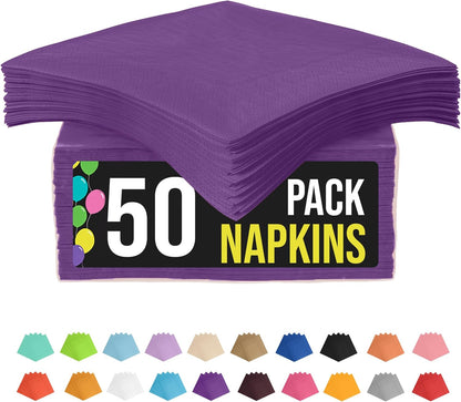 Party Solids Purple Paper Napkins Disposable Everyday 50 Pcs 2 Ply Purple Dinner Napkins Paper Everyday For Parties & Party Supplies
