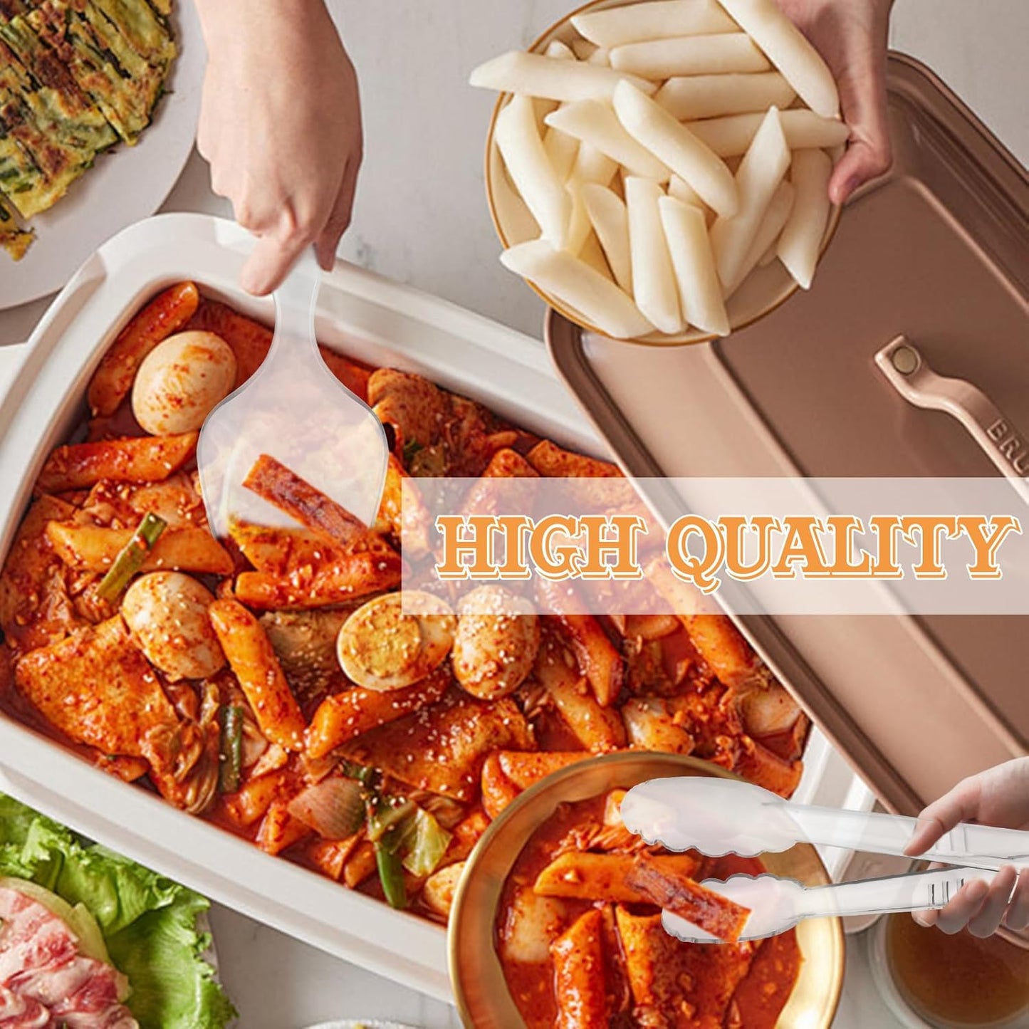 30 Pcs Clear Plastic Serving Utensils Set - Includes 10 Spoons, 10 Tongs, 10 Forks - Heavy Large Disposable Serving Utensils for Parties, Holidays & Events (Clear)