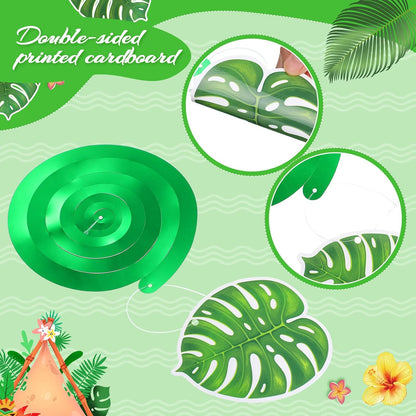 Outus 30 Pieces Hawaiian Luau Birthday Party Hanging Swirl Decorations, Flower Tropical Palm Flamingo Sign Foil Ceiling Decor for Floral Tropical Party Summer Beach Pool Tiki Supplies(Summer)