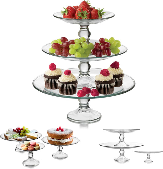 Libbey Selene Glass Cake Stand with Dome Lid, Elegant Curved Footed, Covered Cake Stand, Versatile Serving Dish for Variety of Desserts and More