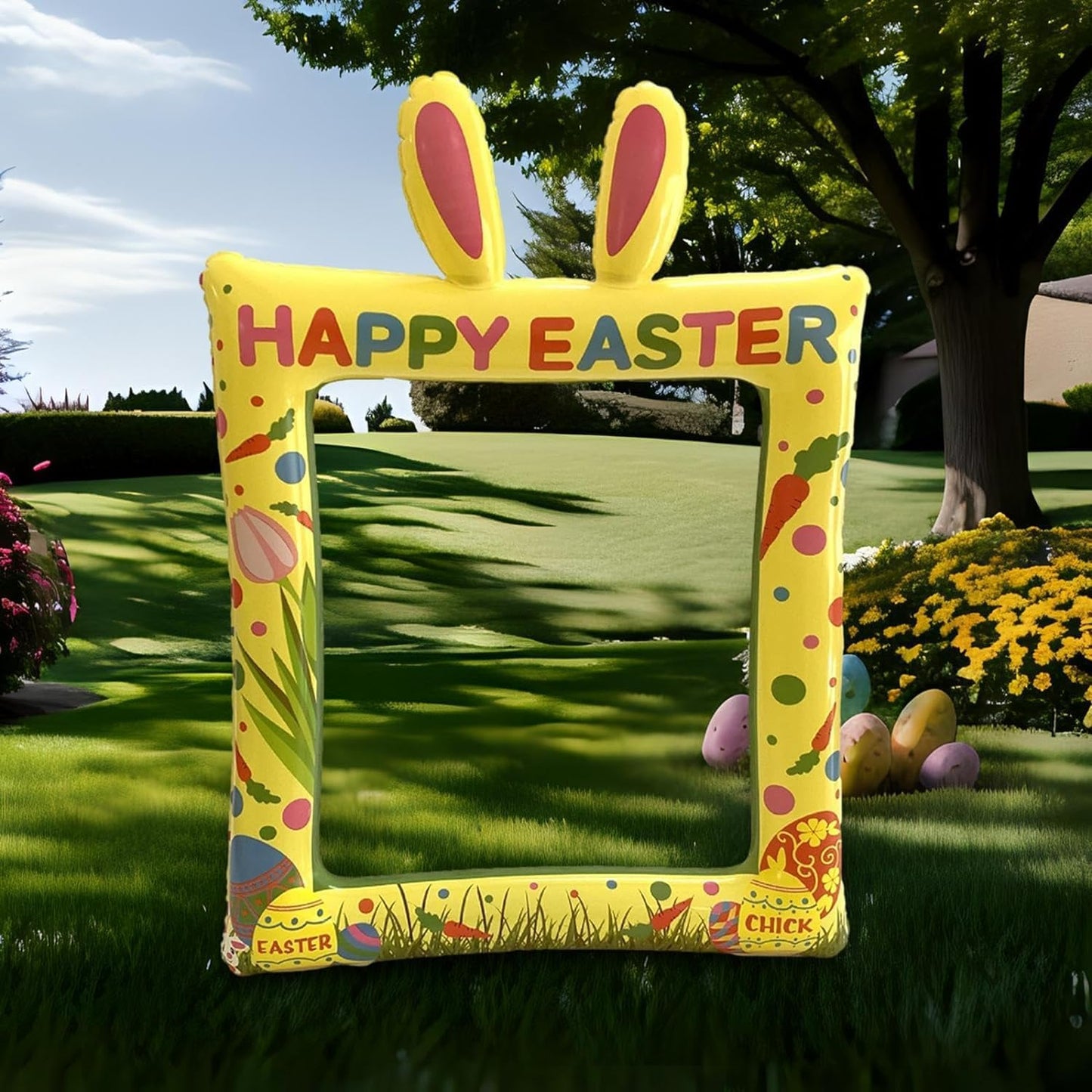 Easter Photo Booth Frame Inflatable Photo Frame Selfie Photo Frame Party Photo Booth Inflatable Picture Frame Prop for Easter Bridal Festival Party Supply