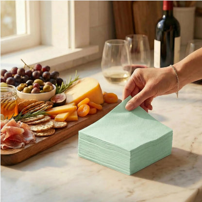 AH AMERICAN HOMESTEAD Cocktail Napkins-Disposable Beverage/Bar Napkins-White Linen-Like Square Napkins-Eco-Friendly & Compostable-Everyday Use, Party or Wedding 4.75inch x 4.75inch (100 Count, White)