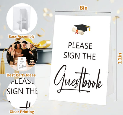 Graduation Tabletop Sign, Guestbook Sign, Include One 8×11 Signs with Holder, Graduation Party Signs for Class of 2026, High School College Grad Decoration - QF02