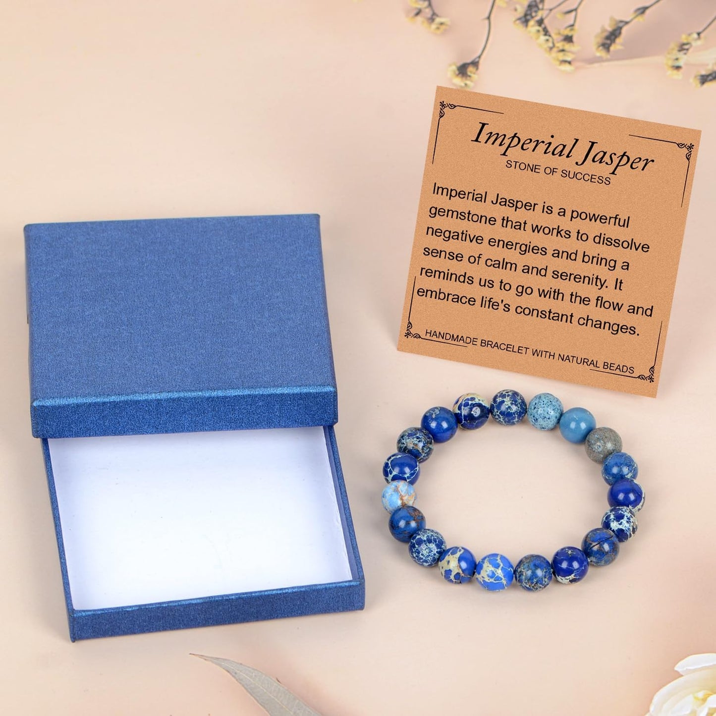 LPBeads Handmade Natural Gemstone Stretch Elastic Bracelet Healing Crystal Round Stone Beads Jewelry Gifts for Women Men