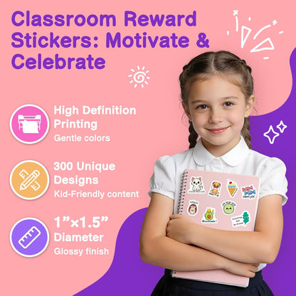 200Pcs Water Bottle Stickers for Kids Teens, Waterproof Vinyl Stickers, Stickers for Kids Classroom Decor, Teacher Supplies & Classroom Must Haves