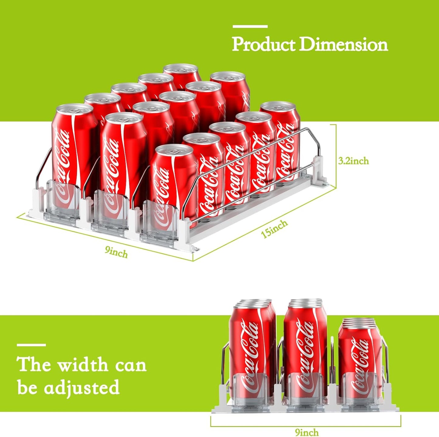 IBORING Drink Organizer for Fridge,Self Pushing Fridge Drink Organizer,Automatic Drink Dispenser for Fridge-Holds up to 30 Cans