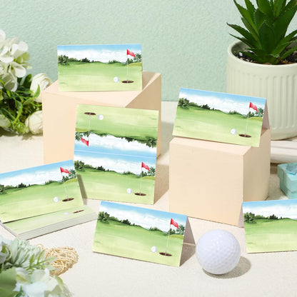 MotiMind 100 Pcs Golf Themed Table Place Card Half-fold Tent Style Reception Place Cards Golf Sports Food Labels for Birthday Party Baby Shower