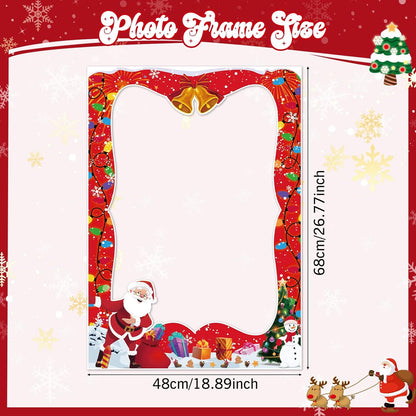 HOWAF 20 Pcs Christmas Photo Booth Props with Merry Christmas Paper Photo Frame, Funny Gingerbread Santa Photo Props for Xmas Holiday Party Decoration, Christmas Tree Selfie Frame Photo Props