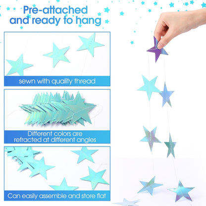Patelai Glitter Star Garland Banner 2026 Graduation Decor 130 Feet Star Hanging Banner Twinkle Backdrop for Party Birthday Classroom Wedding Supplies(Gold)