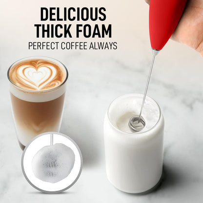 Zulay Kitchen Powerful Milk Frother Wand With Duracell Batteries - Ultra Fast Handheld Drink Mixer - Electric Whisk Foam Maker for Coffee, Lattes, Cappuccino & Matcha - Z1 Motor - Black - Colors C