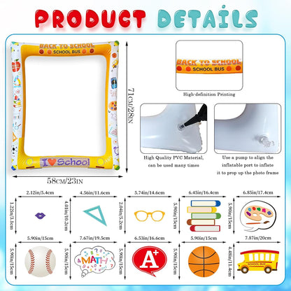 Hawaiian Photo Booth Props & Inflatable Frame, 30Pcs Luau Photobooth Props with Large Inflatable Inflatable Selfie Picture Frame for Summer Tropical Aloha Luau Party Selfie Supplies