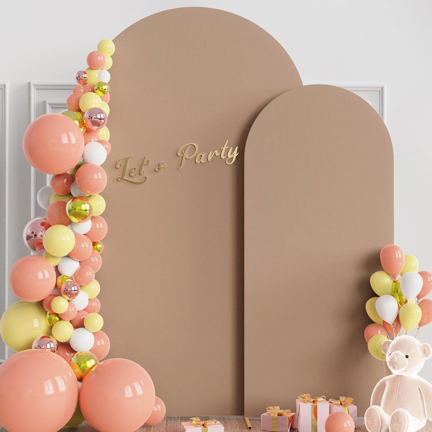 Wokceer Wedding Arch Backdrop Stand and Cover Set of 2 Metal Arch Stand with Arch Cover White 7.2FT, 6FT for Birthday Party Wedding Ceremony Bridal Baby Shower Event Decor