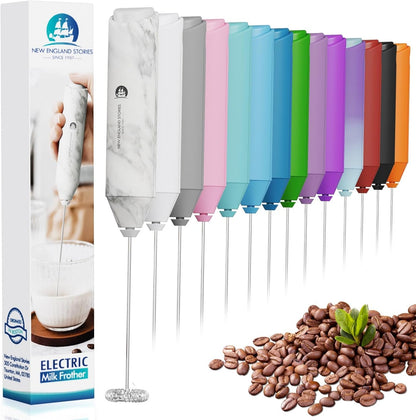 Powerful Milk Frother Wand - Mini Handheld Milk Frother with Stainless Steel Whisk - Battery-Powered Drink Mixer for Coffee, Lattes, Cappuccinos, Matcha - Coffee Enthusiasts Gift - Black