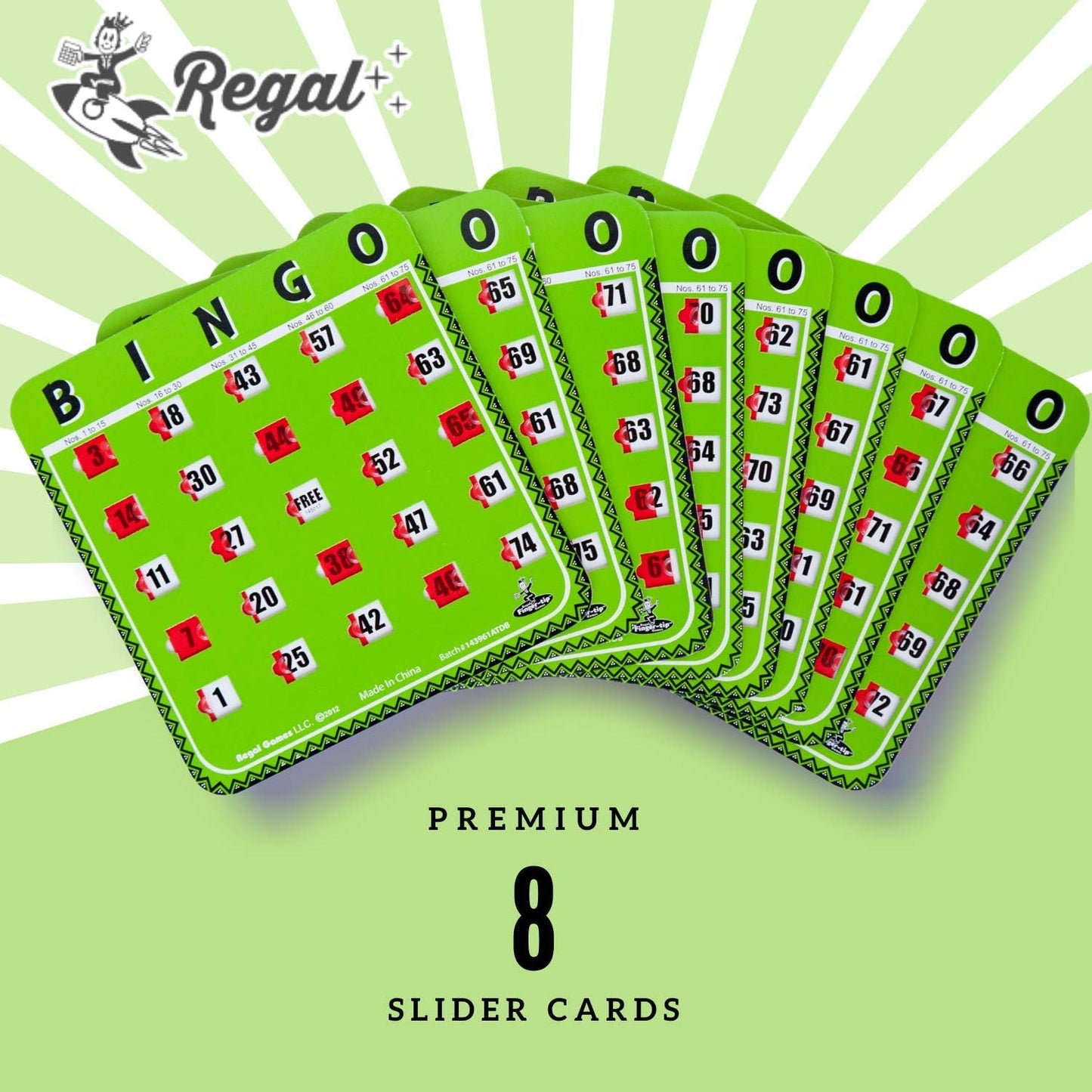 Regal Bingo Bulk Bingo Cards with Sliding Windows - Reusable Large Print Bingo Game Cards for Adults Large Group - 8 Pack, Yellow