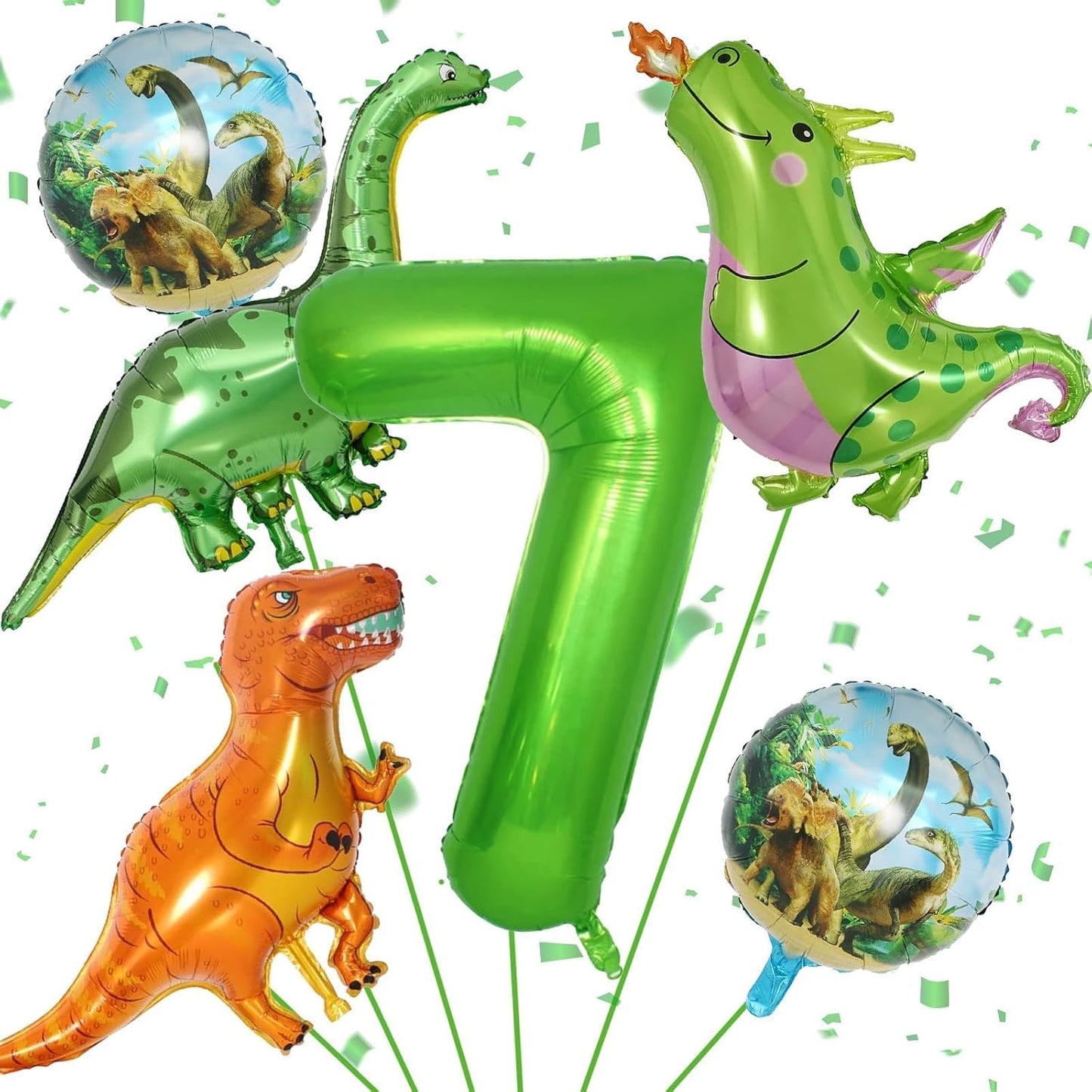 Dinosaur 5th Birthday Decorations, Dinosaur Birthday Party Decorations with Giant Inflatable Dinosaur Balloons 40 Inch Helium Foil Mylar Number 5 Balloons for Dinosaur Theme Birthday Party Decorations