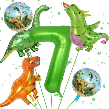 Dinosaur 5th Birthday Decorations, Dinosaur Birthday Party Decorations with Giant Inflatable Dinosaur Balloons 40 Inch Helium Foil Mylar Number 5 Balloons for Dinosaur Theme Birthday Party Decorations