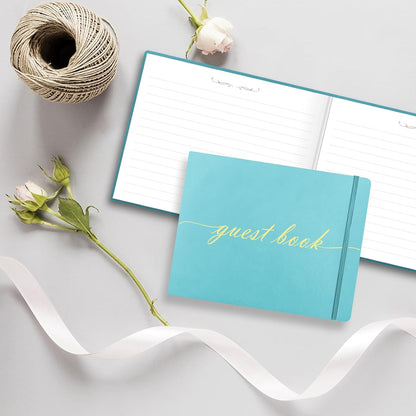 Elegant Wedding Guest Book - Perfect for Wedding Receptions, Baby Showers, Birthdays and Special Events - 7" x 9" Sign in Book - 120 Lined Pages - Leather Hardcover - Pink