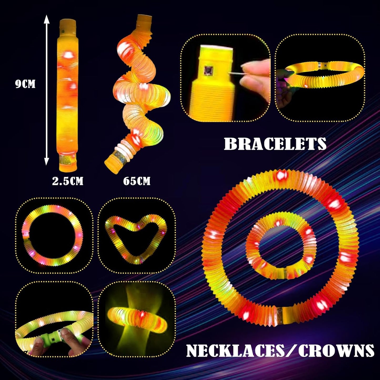 Yellow 12PCS Glow Sticks Stocking Stuffers Party Favors-Glow in The Dark Party Supplies for Kids and Adults, Perfect for Festivals, Birthday Parties, Raves, Concerts, and Camping Decorations