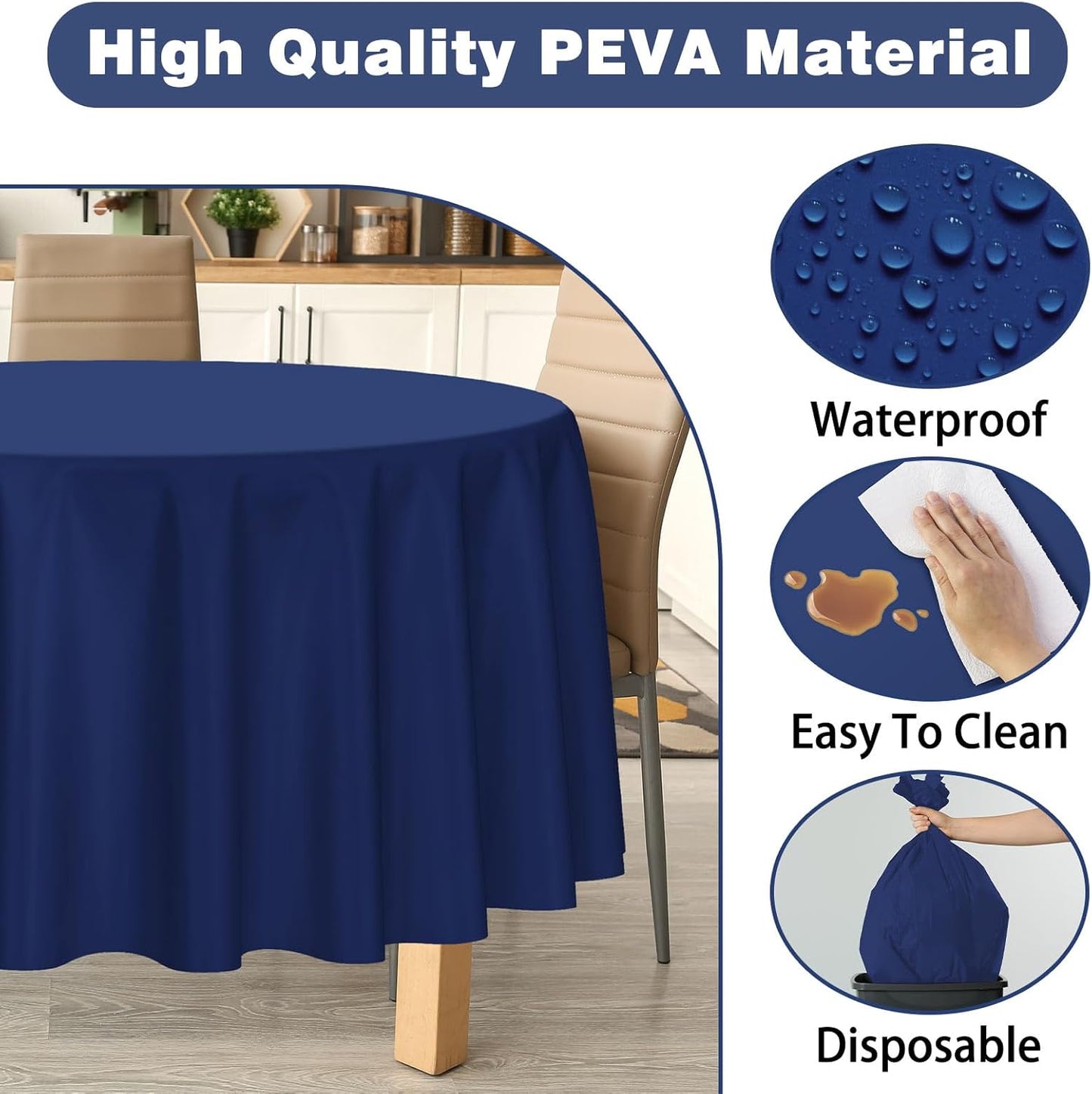 Kopokita 2PCS Black Plastic Tablecloths 54 x 108 Inch, Disposable Table Cloths Rectangle Party Table Covers