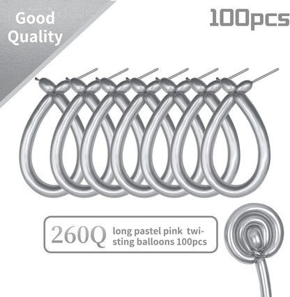 260 Clear Long Balloons for Animals, Thickening Skinny Latex Twisting for Arch Modeling Magic Clown Birthday Wedding Party Decorations 100pcs