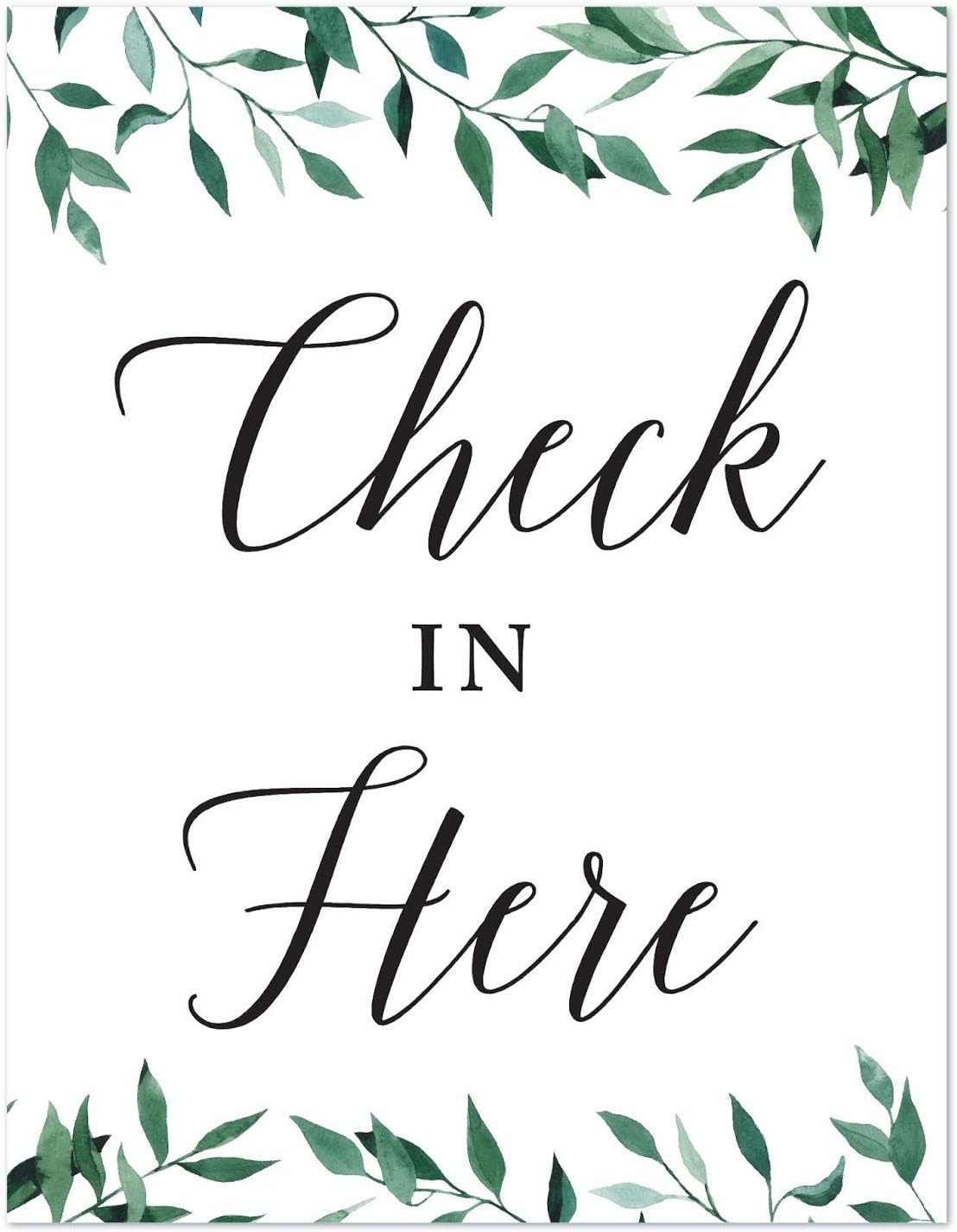 Andaz Press Wedding Party Signs, Natural Greenery Green Leaves, 8.5x11-inch, Bridal Shower Scavenger Hunt, 1-Pack - Colors D