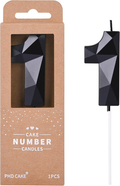 PHD CAKE 2.76 Inch Crystal Black 9 Number Birthday Candles, Black Number Candles, Cake Number Candles, Party Celebration