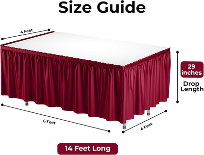 Exquisite Ruffle Table Skirt Pink 6 Pack 14 Ft Long Table Skirts for Rectangle Tables 6ft Plus or Round Tables Skirts with Adhesive Strip for Gender Reveal Decor & Happy Birthday Parties