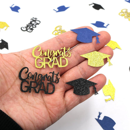 200PC Gold Graduation Confetti Class of 2026 Congrats Grad Confetti for Table Grad Cap Scatters for Graduation party decorations 2026