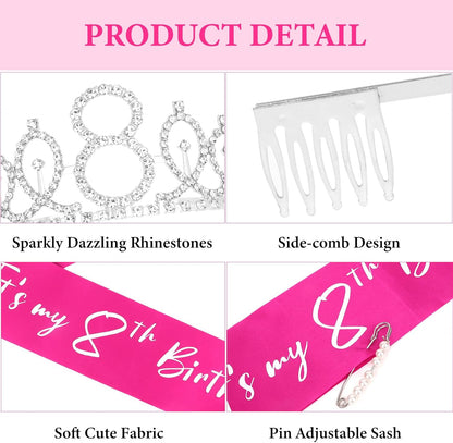 CAVETEE Silver Birthday Crown for Girls Birthday Decorations Birthday Gifts for Women and Girls