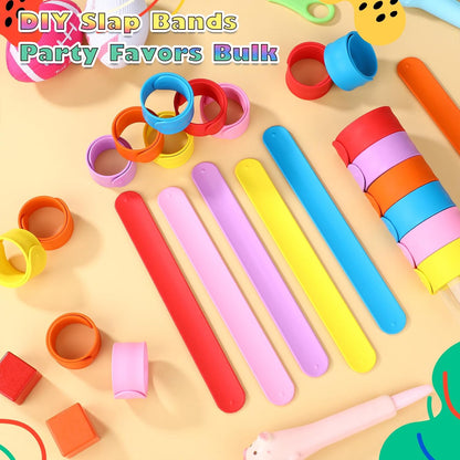 Vinsot 30 Pcs Silicone Slap Bracelets Gift for Kids DIY Slap Bands Party Favor Soft Blank Snap Wristbands Bulk for School Craft Project Painting Classroom Prizes Birthday Wedding