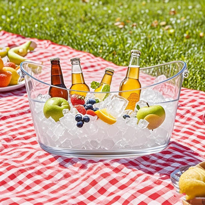 1pcs 6L Ice Bucket with 1pc Scoops ,Large Clear Acrylic Ice Bucket for for Wine Champagne Mimosa Cocktail Bar Picnic Fruit Storage Basket (1PC 6L)