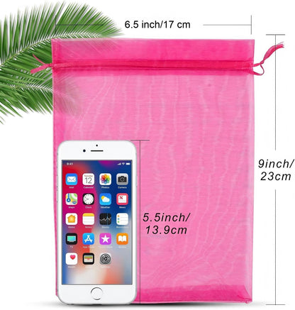 ANZNKU 50PCS Organza Bags 6x9 Large White Gift Bags for Candy Goodie Sachet Jewelry, Mesh Bag Drawstring Sheer Packaging Pouches for Wedding Favors Mother's Day Birthday Party Baby & Bridal Shower