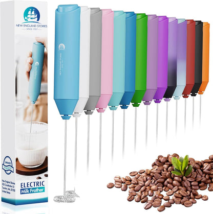 Powerful Milk Frother Wand - Mini Handheld Milk Frother with Stainless Steel Whisk - Battery-Powered Drink Mixer for Coffee, Lattes, Cappuccinos, Matcha - Coffee Enthusiasts Gift - Black