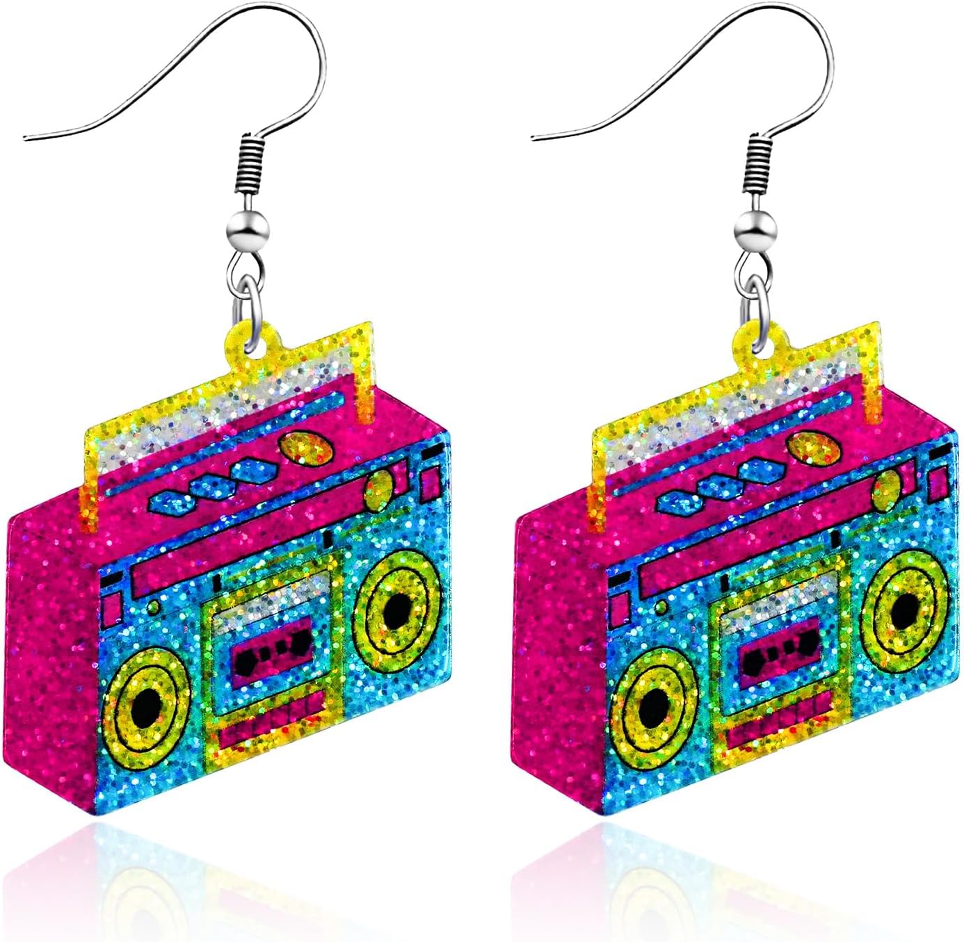 80s 90s Earrings for Women Colorful Lightning Acrylic Drop Earrings Neon Earrings Bulk for 80's 90's Outfit Glow Party Halloween 80s Accessories Jewelry