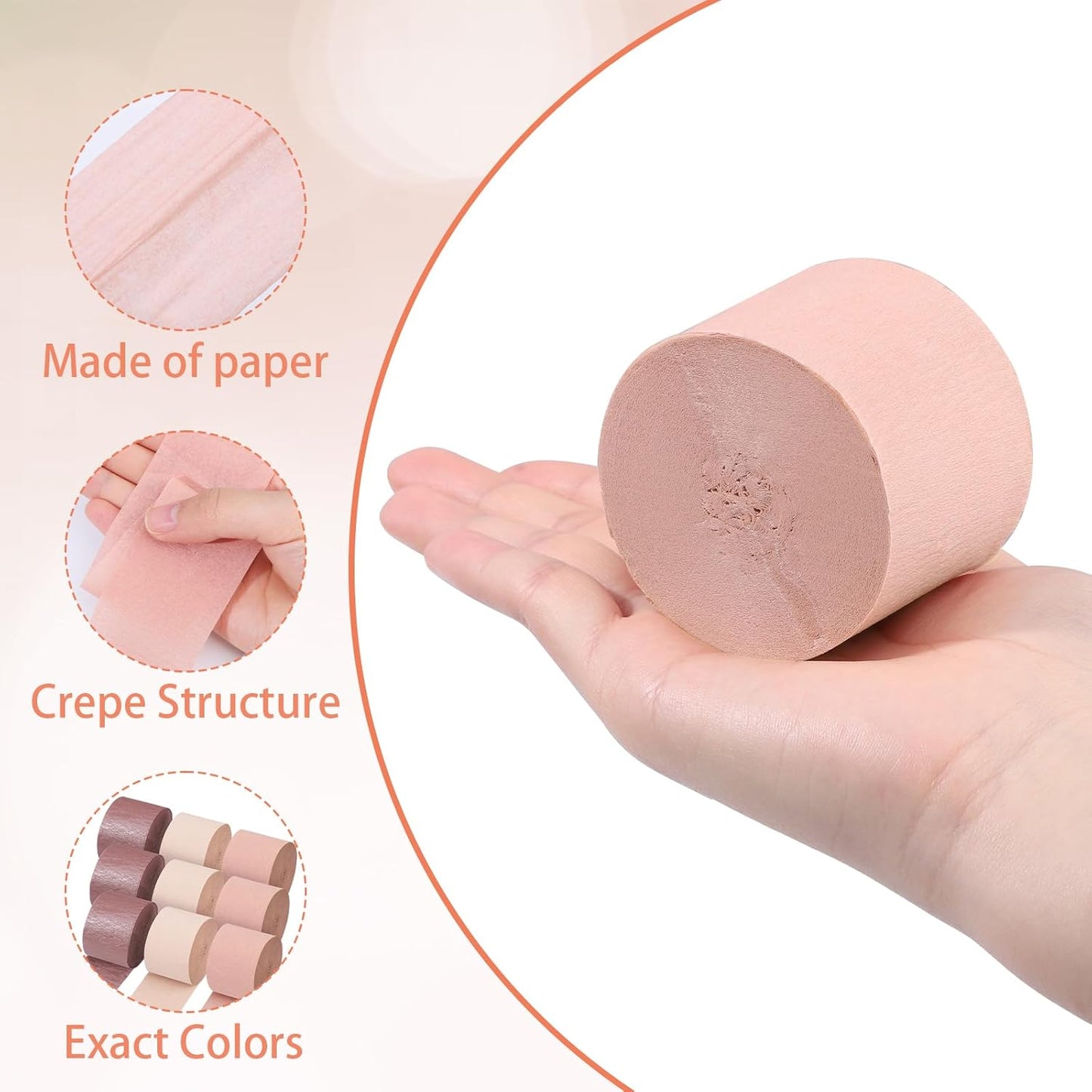 Pastel Crepe Paper Streamers 9 Rolls 738ft,Fancy Streamers Party Decorations for Birthday Mother's Day Wedding Holiday Decorations DIY Gift Wrapping, 1.77 Inch x 82 Ft/Roll
