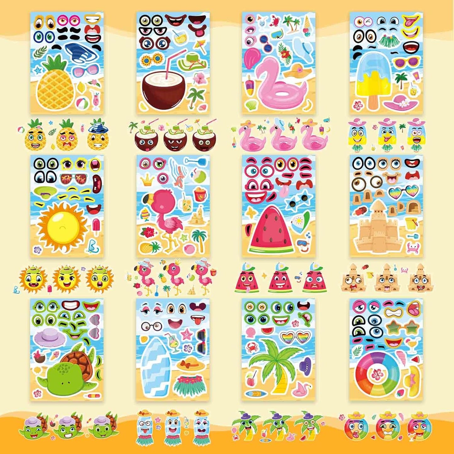 24 Sheets Make a Face Stickers for Kids Toddlers, Make Your Own Animal Mix and Match Sticker Sheets with Sea Animals Horses Dinosaurs Unicorns for Kids Crafts Party Favors Goodie Bags Stuffers