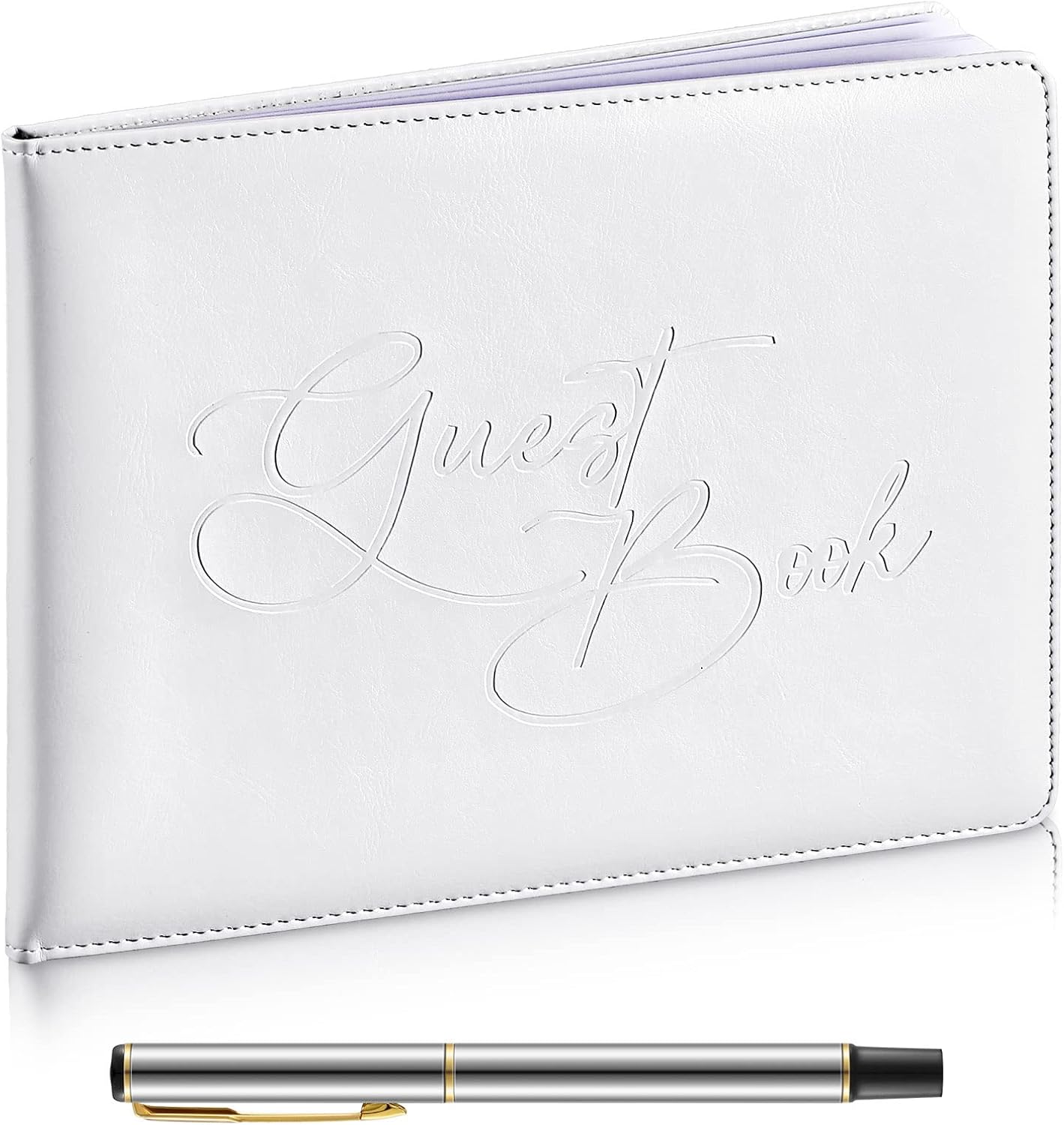 Panelee Wedding Guest Book with Pen Set Elegant Guest Sign in Books Bridal Shower Guestbook Beautiful Guest Book Wedding Reception Guestbook for Wedding (Flower, Blue)