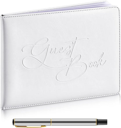 Panelee Wedding Guest Book with Pen Set Elegant Guest Sign in Books Bridal Shower Guestbook Beautiful Guest Book Wedding Reception Guestbook for Wedding (Flower, Blue)