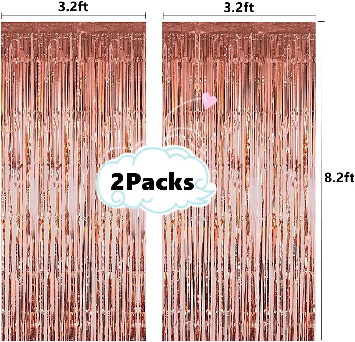 i-CHONY 2 Pcs 3.2ft x 8.2ft Champagne Gold Metallic Tinsel Foil Fringe Curtains Photo Booth Backdrop for Baby Shower Birthday Wedding Holiday Celebration Bachelorette Party Decorations
