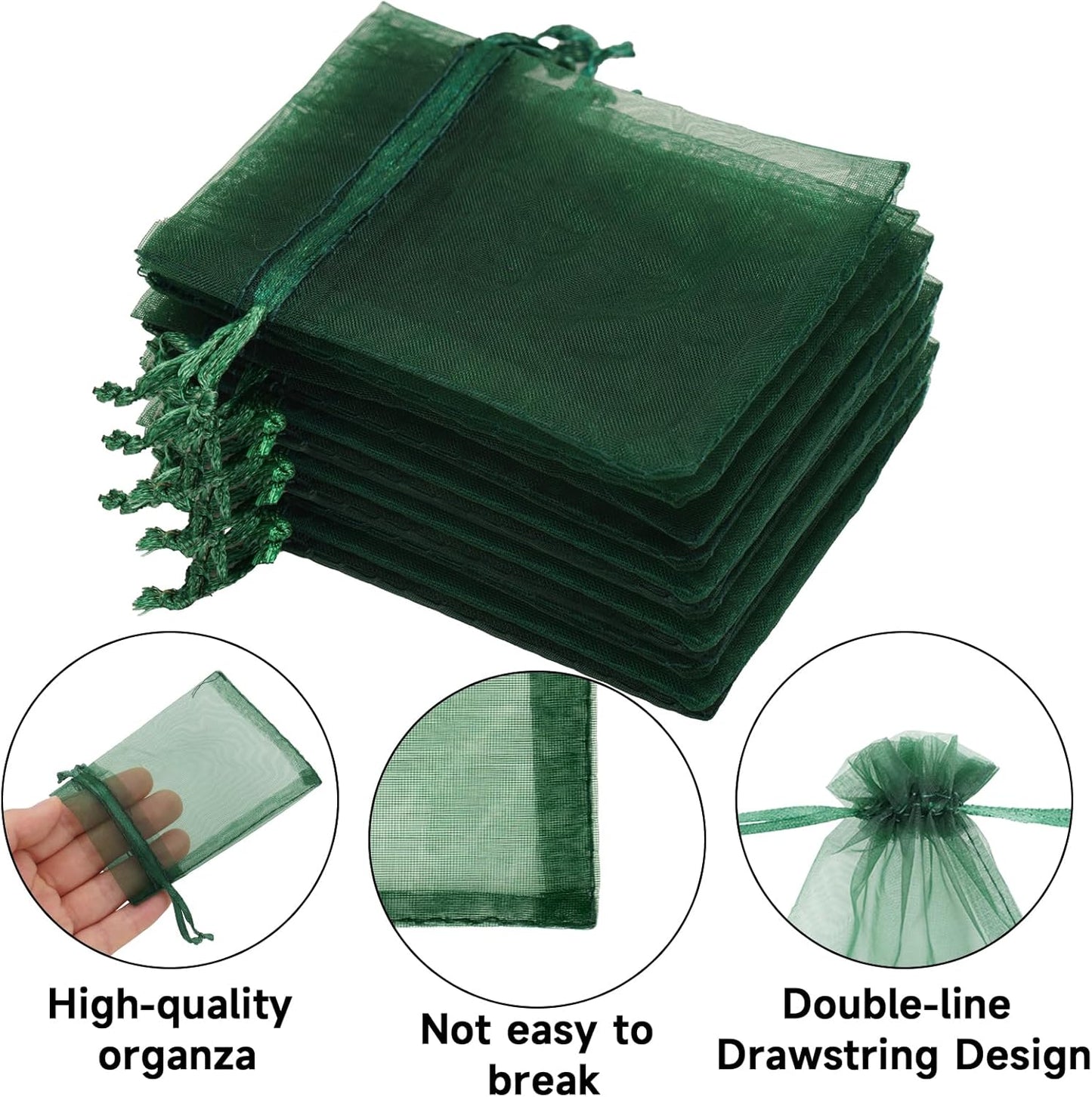 joycraft 50Pcs Organza Bags, 2x3 inch Gift Favor Bags, White Wedding Favor Bags, Jewelry Pouches with Drawstring, Mesh Bags Drawstring for Jewelry, Festival, Makeup, Candy, Desserts
