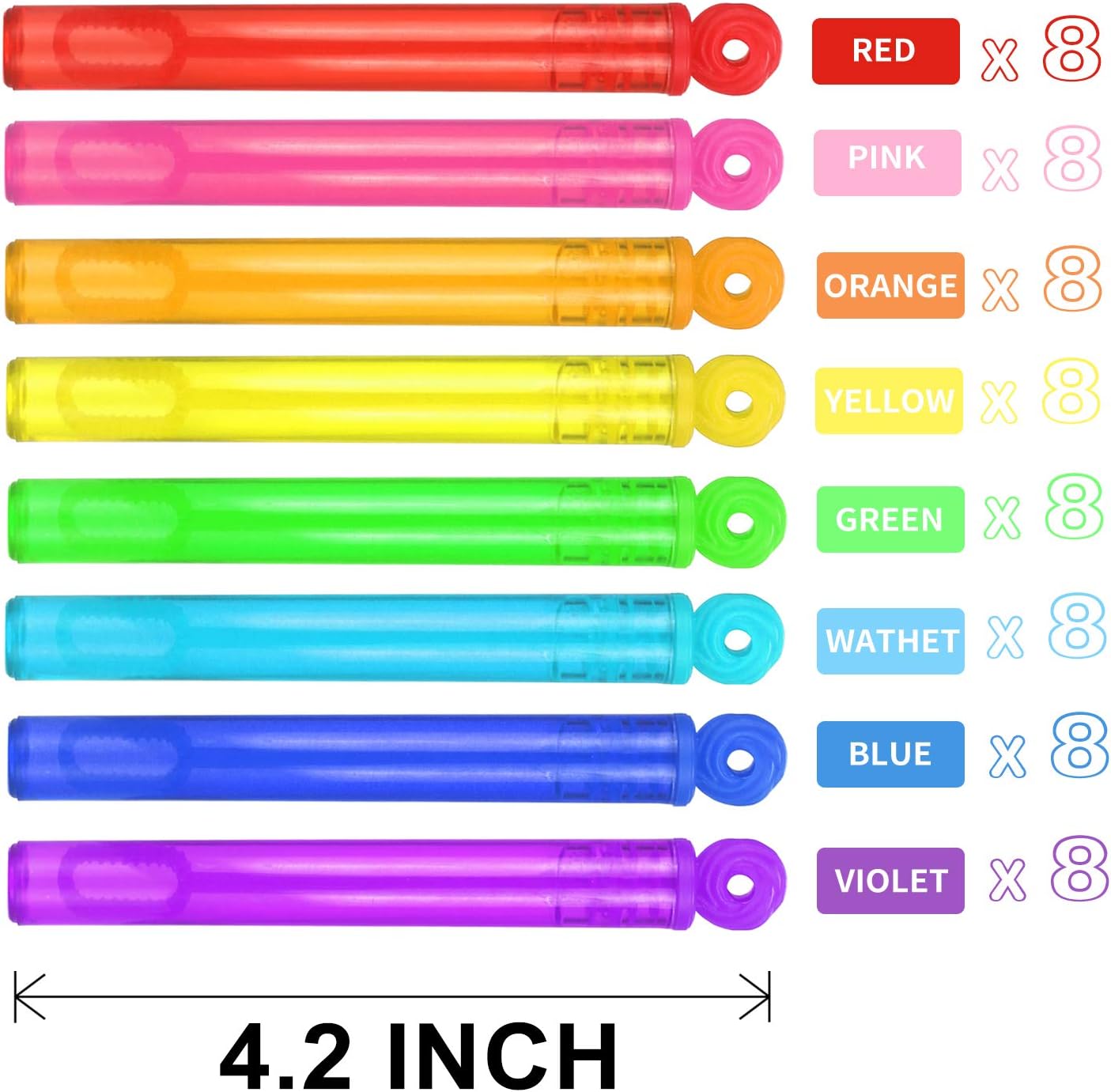 Bubble Wands Party Favors Pack of 64, Mini Neon Bubble Wands | Odor-Free Non-Toxic Kids’ Bath Toy/Birthday Treats Bubble Maker Toys for Kids | Outdoor Summer Events & Celebration Toy Gift